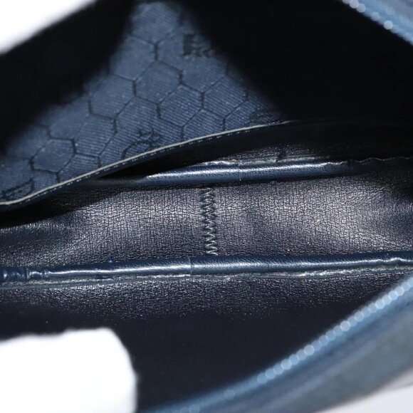 Christian Dior Honeycomb Canvas Shoulder Bag Gold Navy - Picture 14 of 16